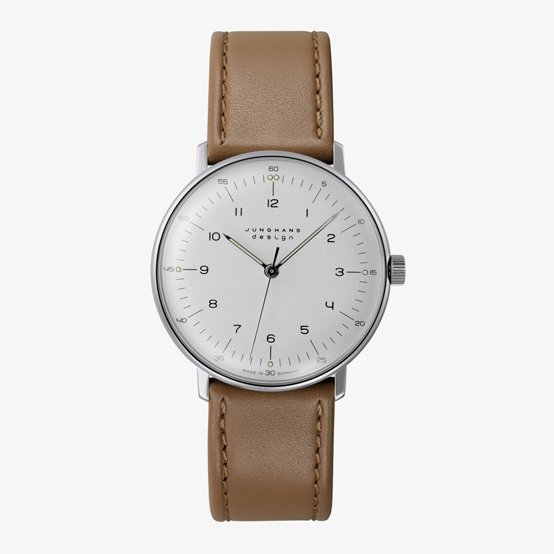 max bill Handaufzug｜Arabic numerals index｜White-Beige｜JUNGHANS