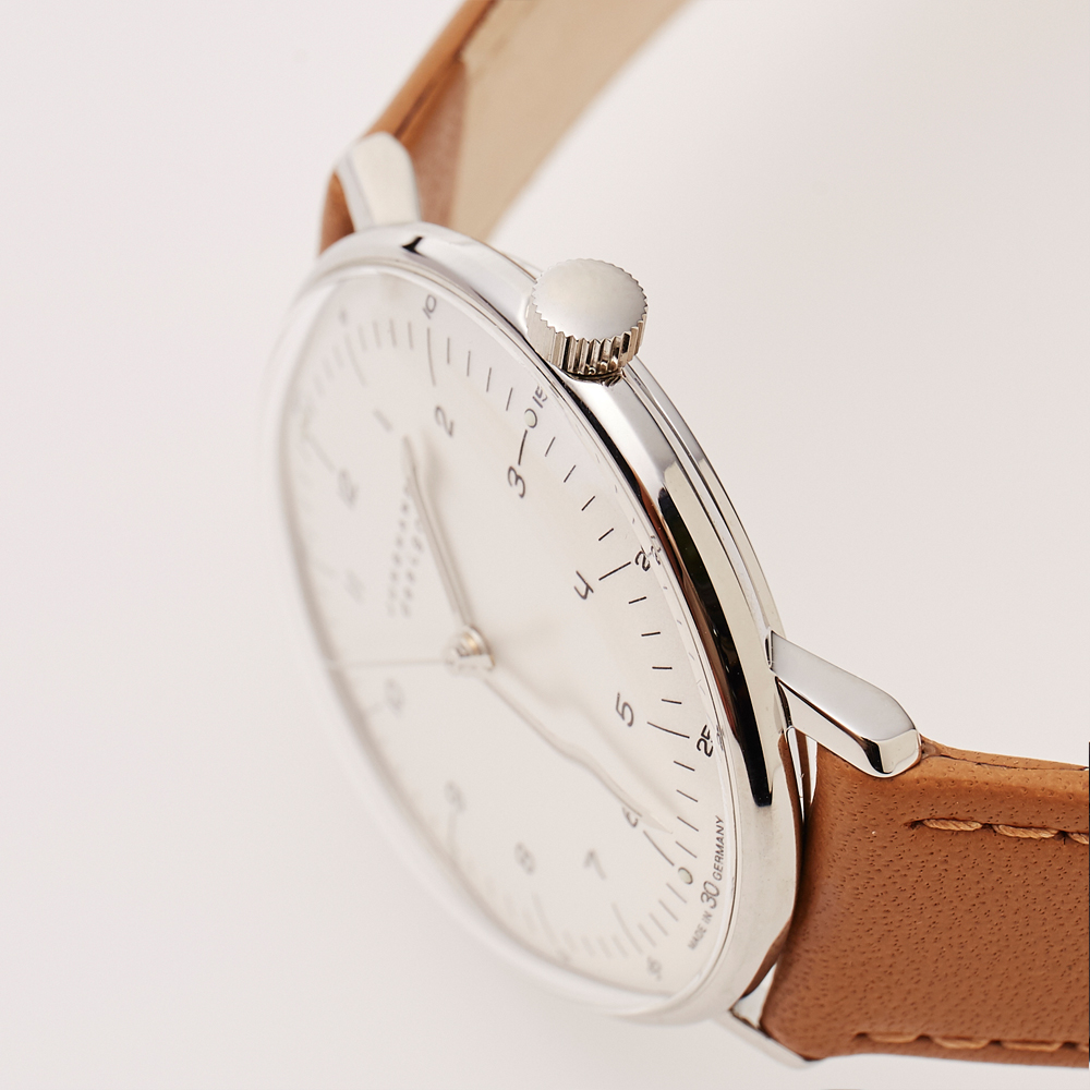 max bill Handaufzug｜Arabic numerals index｜White-Beige｜JUNGHANS