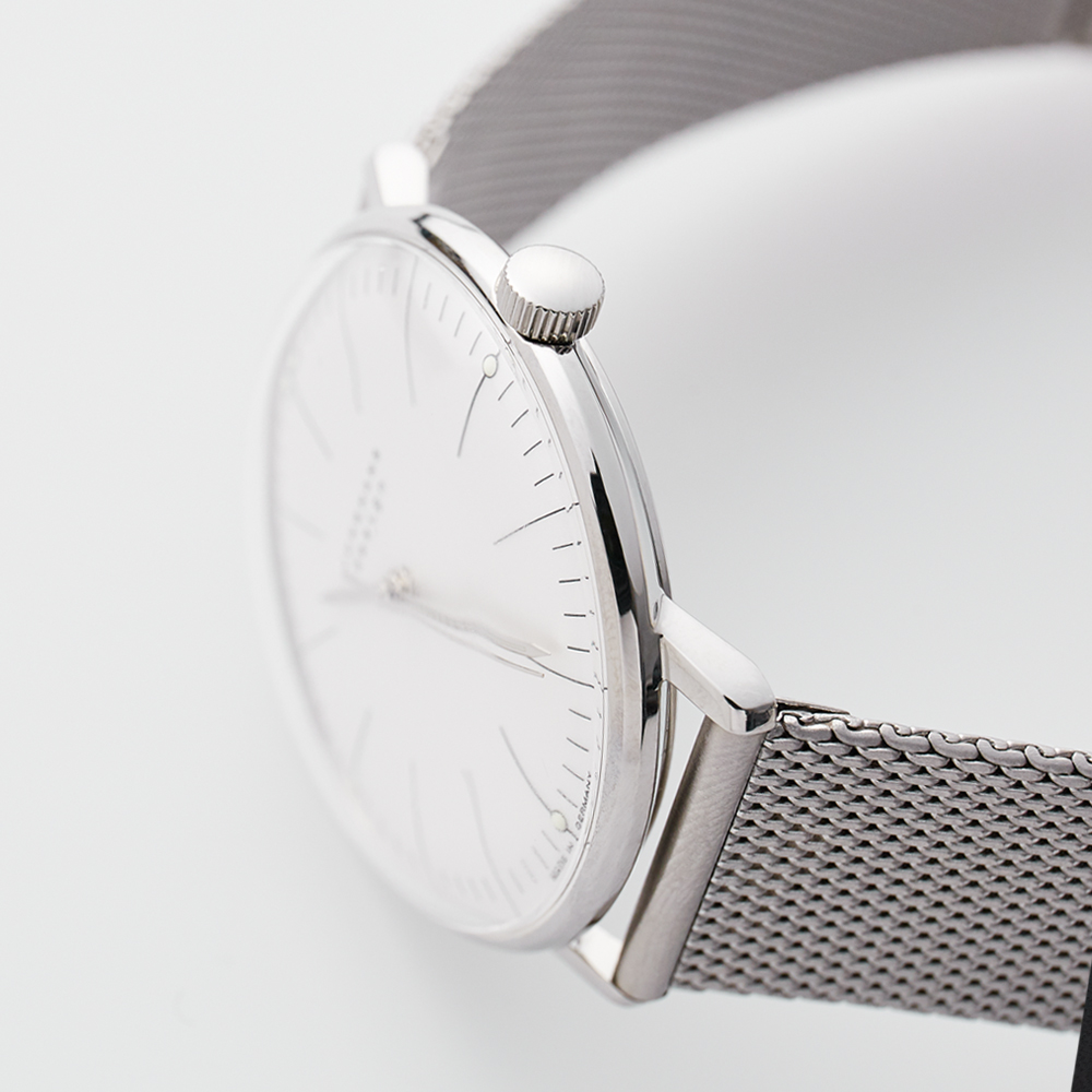 max bill Handaufzug｜Bar index｜White-Silver｜JUNGHANS