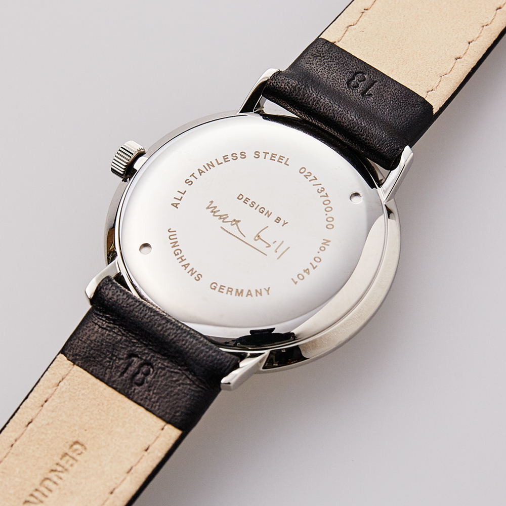 max bill Handaufzug｜Bar index｜White-Black｜JUNGHANS