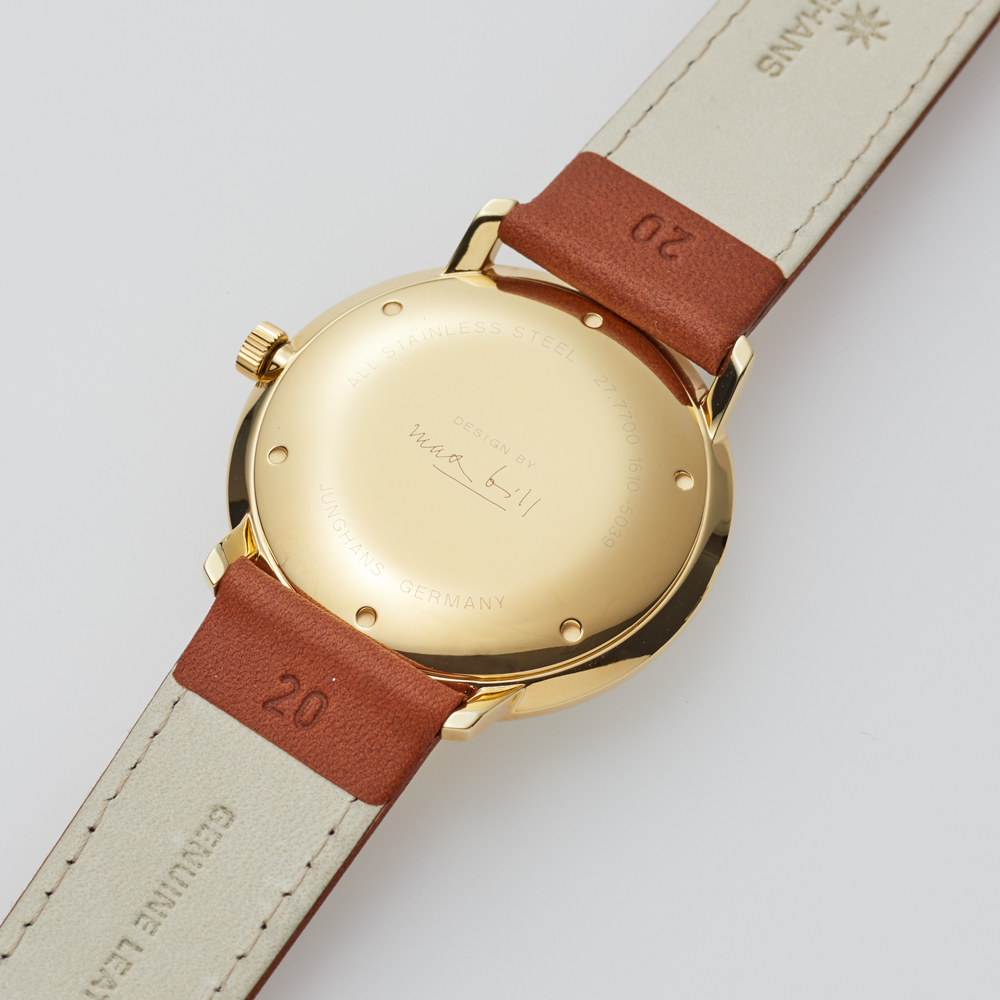 max bill Automatic｜Bar index｜Date｜White-Gold-Light Brown｜JUNGHANS