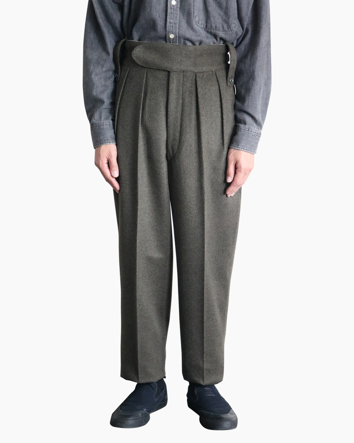 NEAT Wool Gabardine BELTLESS ウールギャバベルトレス色はキャメル