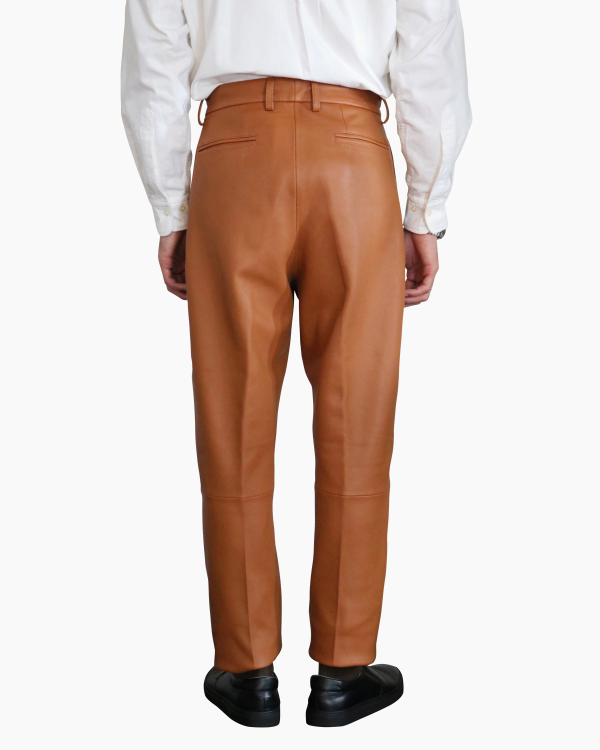 NEAT LAMB LEATHER TAPERED TROUSER Brown | www.innoveering.net