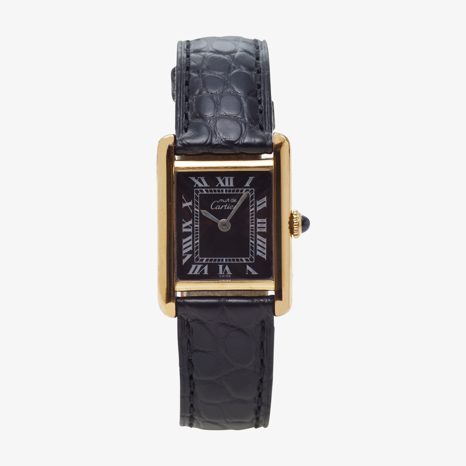 Cartier｜must de Cartier TANK SM｜Black Roman Dial - 90's｜Cartier (Vintage Watch)