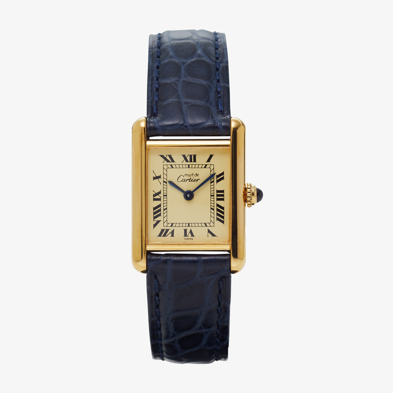 Cartier｜must de Cartier TANK SM｜Ivory Roman ＜Navy Belt＞ - 90's｜Cartier (Vintage Watch)