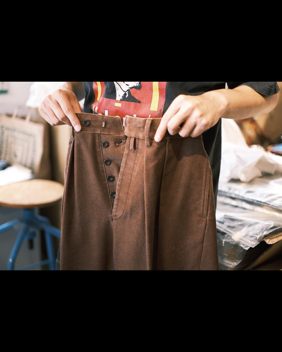 BUFFALO CLOTH PIGMENT PRINT｜TAPERED - Brown｜NEAT