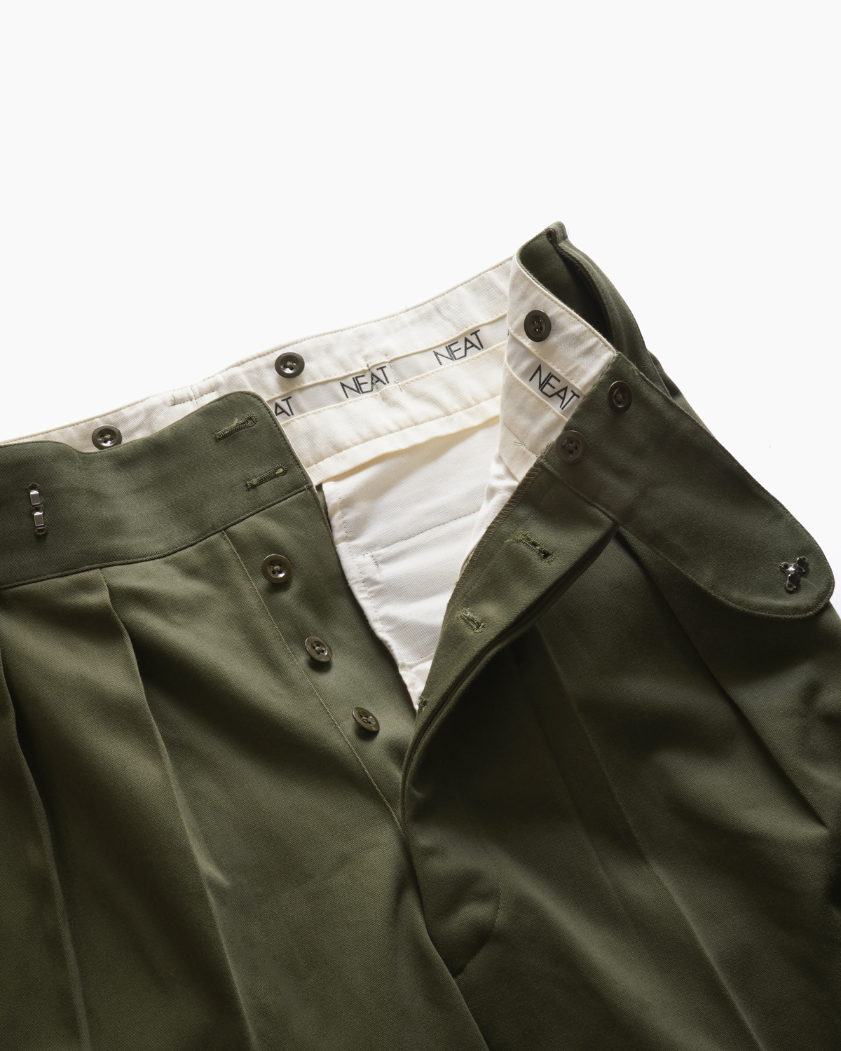 COTTON SATIN │BELTLESS - OLIVE｜NEAT