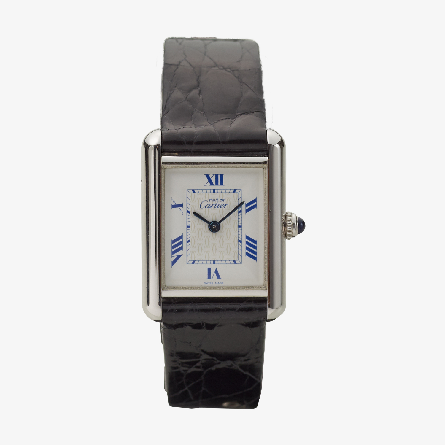 Cartier｜must de Cartier TANK MM｜Six Point Roman Dial <Blue>｜Silver / White - 90's｜Cartier (Vintage Watch)