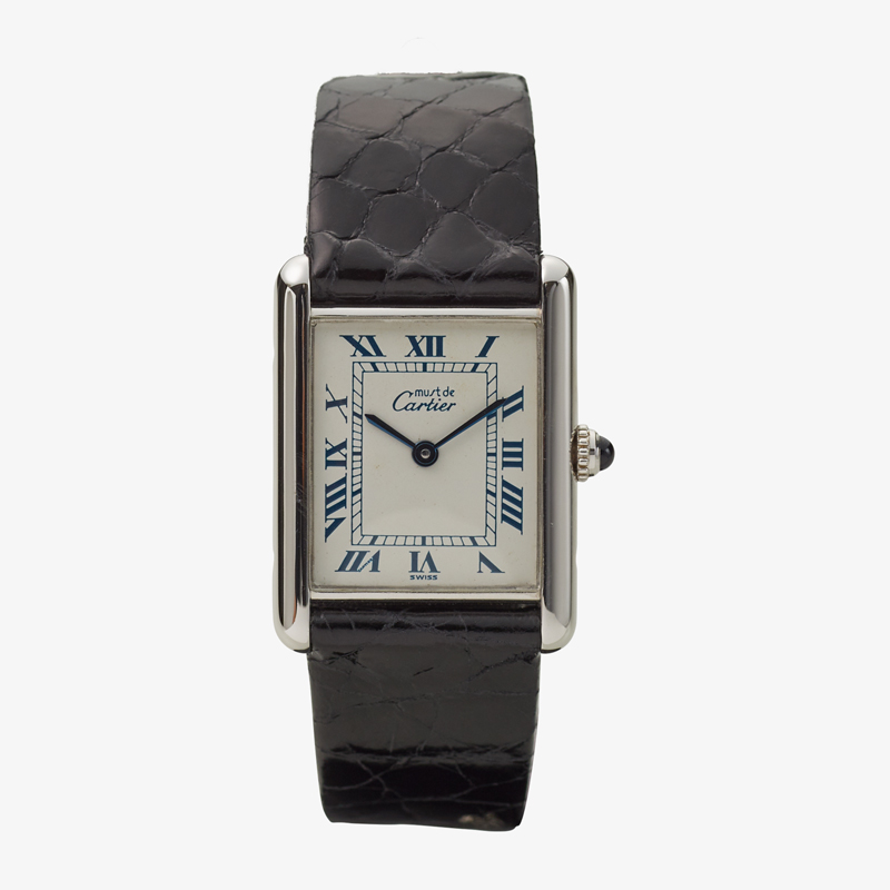 SOLD OUT｜Cartier｜must de Cartier TANK LM｜<Blue> Roman Dial｜White / Silver – 90’s｜Cartier (Vintage Watch)