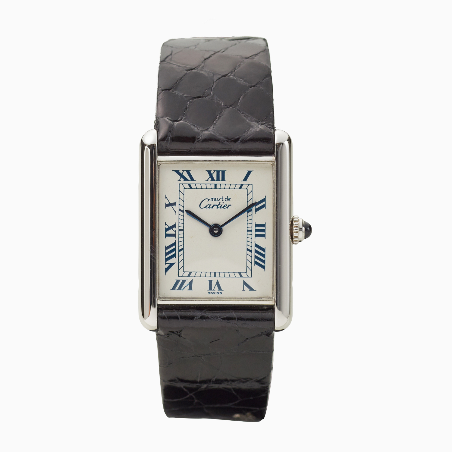 Cartier｜must de Cartier TANK LM｜<Blue> Roman Dial｜White / Silver - 90's｜Cartier (Vintage Watch)