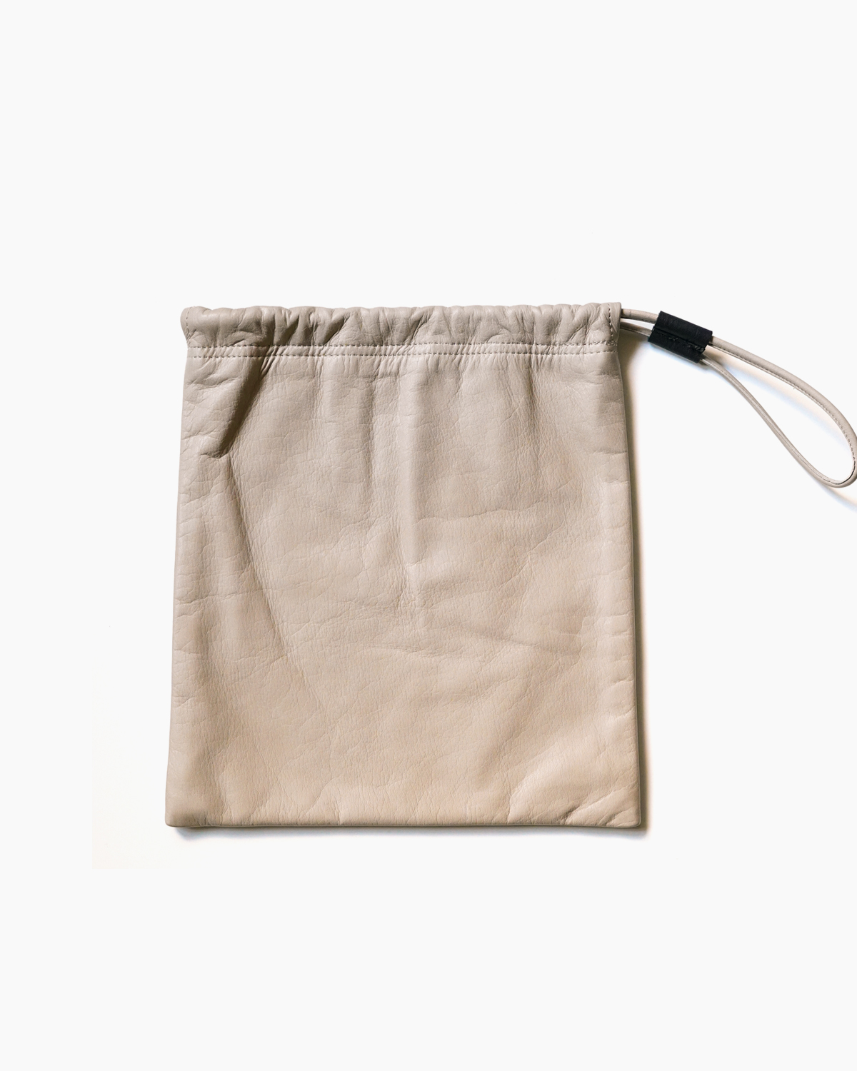 COW LEATHER DRAWSTRING BAG＜SMALL＞ - GrayBeige｜COMESANDGOES