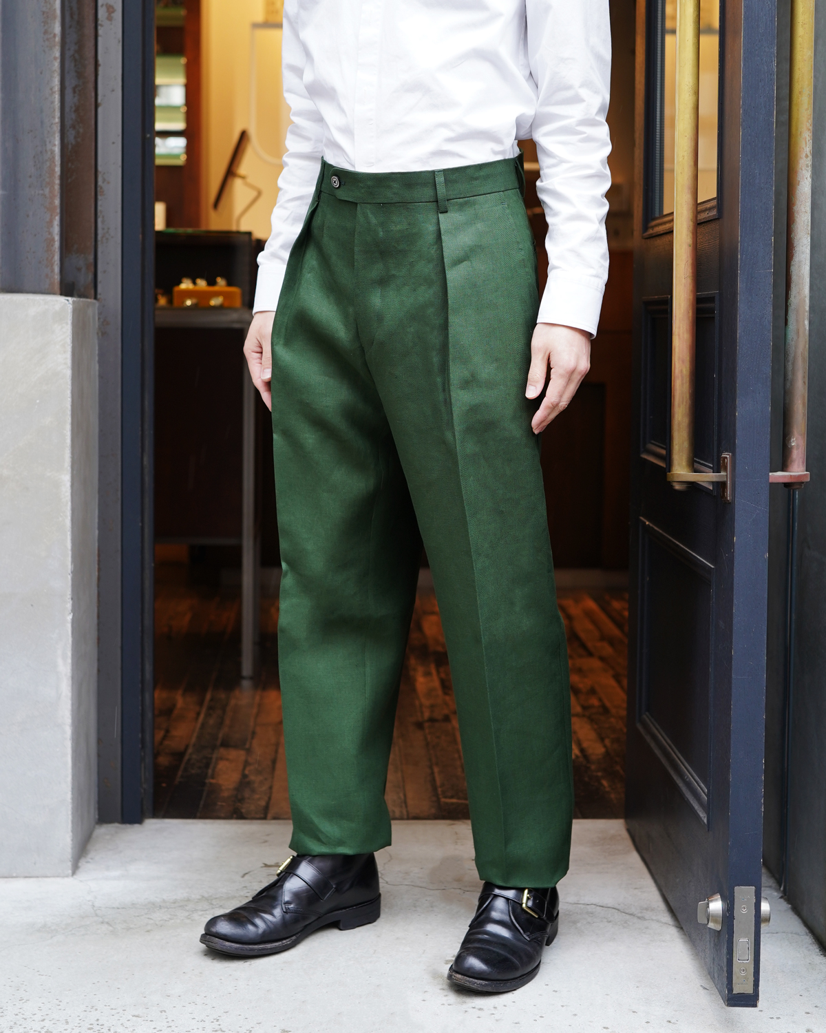 SPENCE BRYSON LINEN｜ONE TUCK - Green｜NEAT