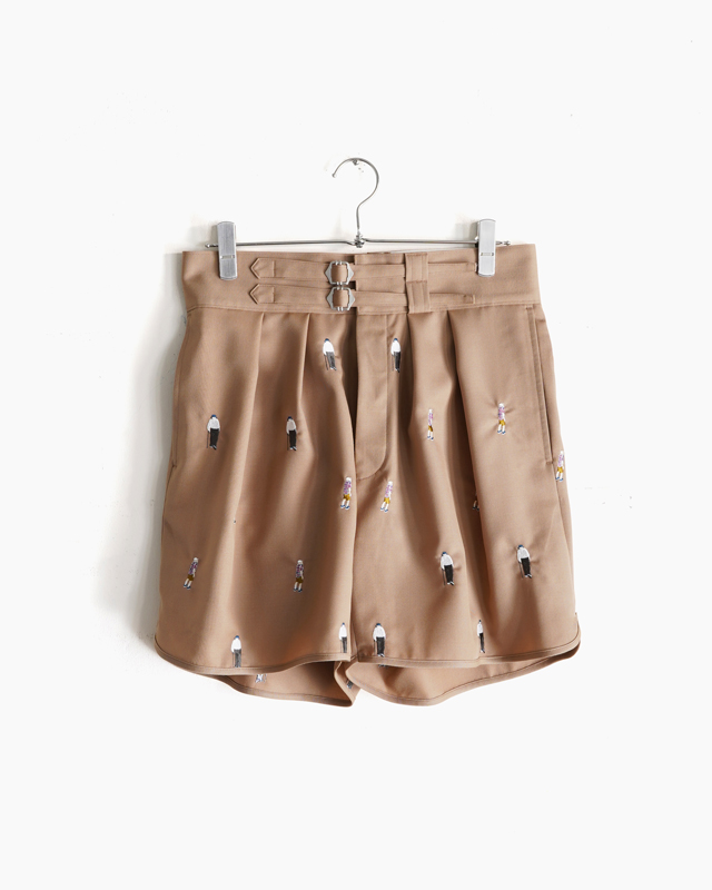 WOOL GABARDINE EMBROIDERY｜GURKHA SHORTS – Camel｜NEAT