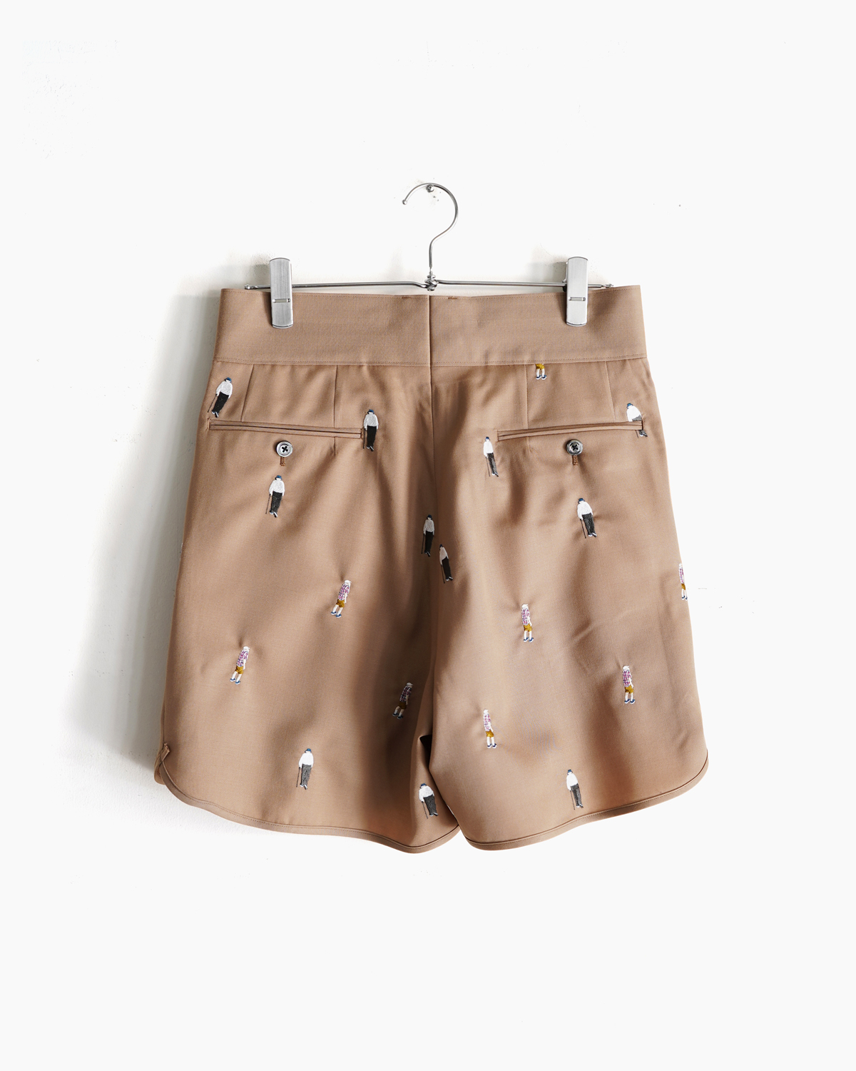 WOOL GABARDINE EMBROIDERY｜GURKHA SHORTS - Camel｜NEAT