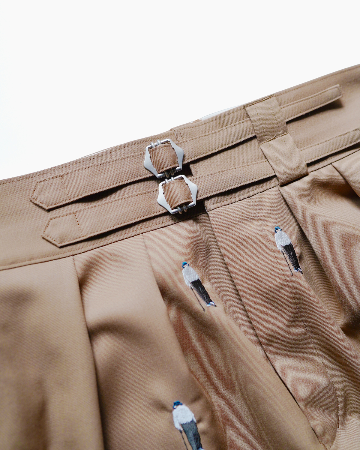 WOOL GABARDINE EMBROIDERY｜GURKHA SHORTS - Camel｜NEAT