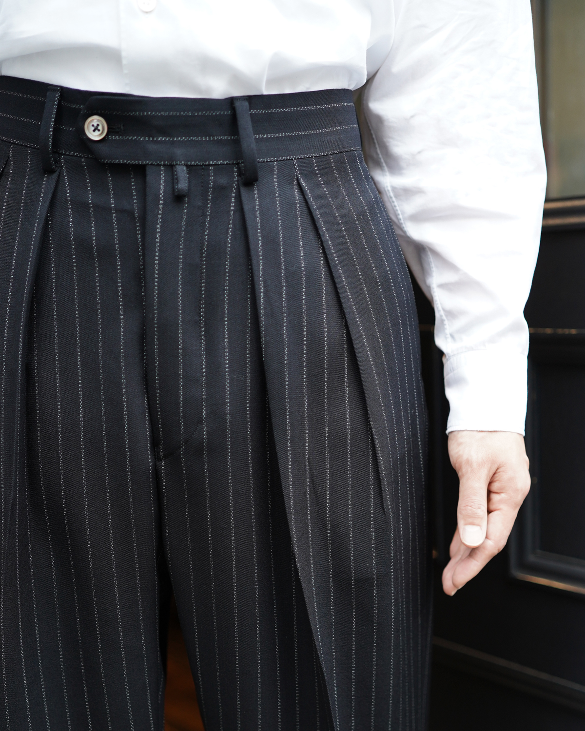 DOUBLE CHALK STRIPE｜WIDE - Black｜NEAT