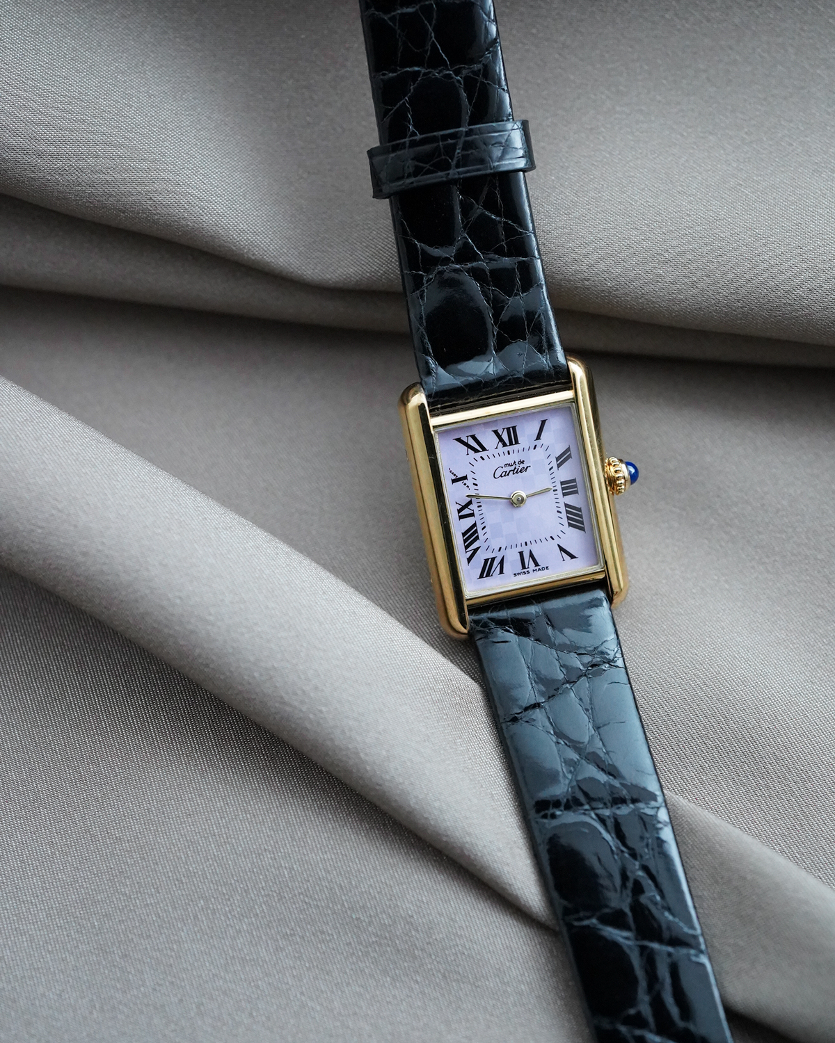 Cartier｜must de Cartier TANK MM｜Check Roman Dial ｜Purple - 90's｜Cartier (Vintage Watch)