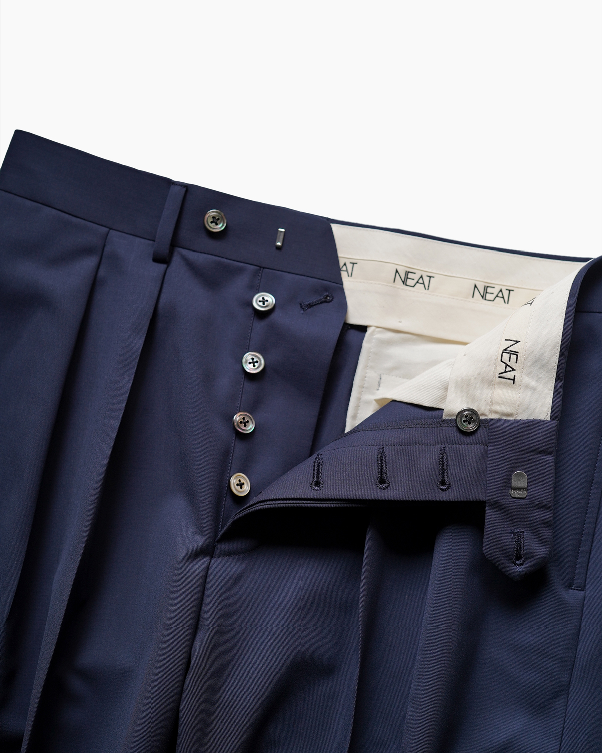 OPTIM WOOL GABADINE｜WIDE - Navy｜NEAT