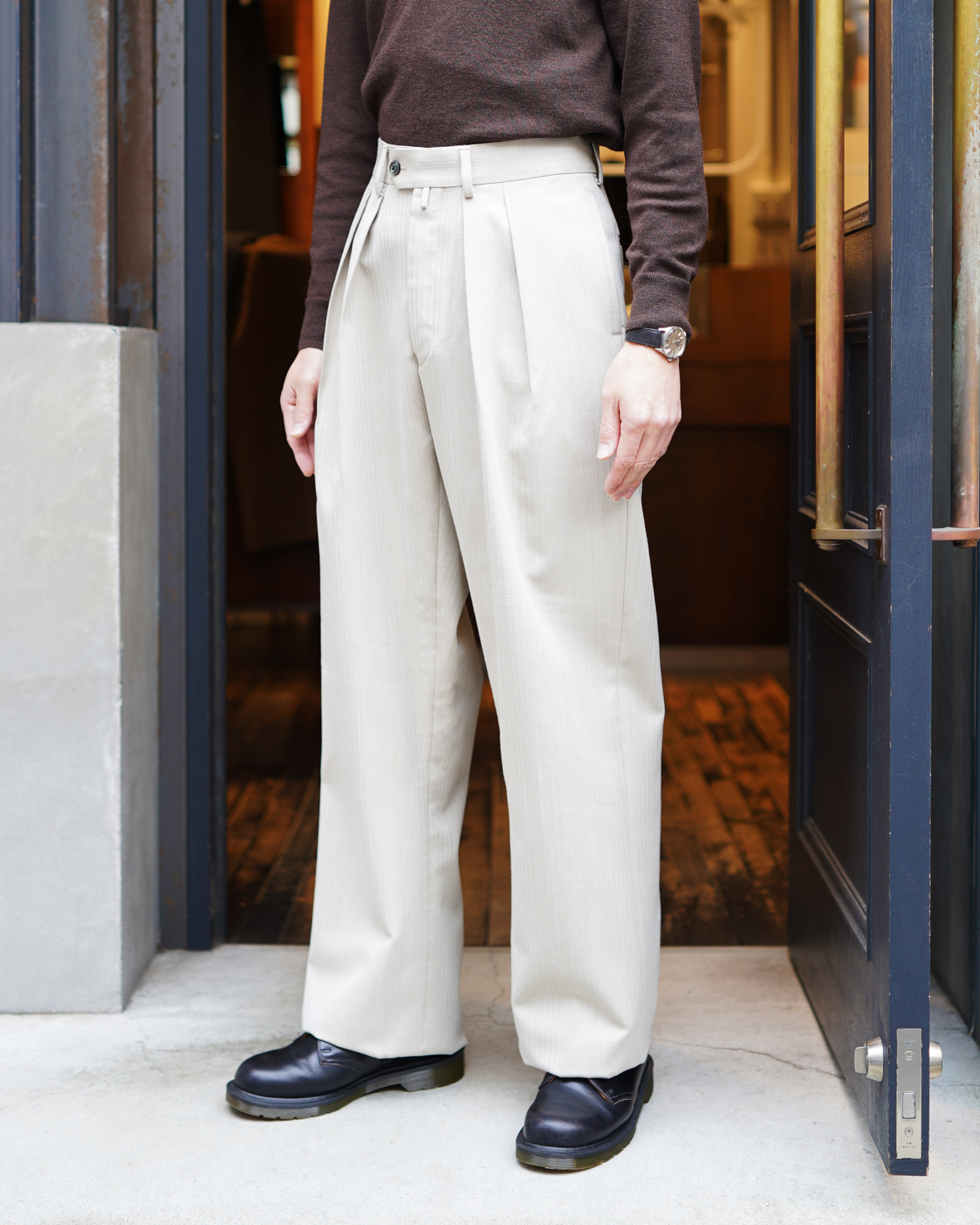 UNFINISHED WOOL HERRINGBONE｜WIDE - Ivory｜NEAT