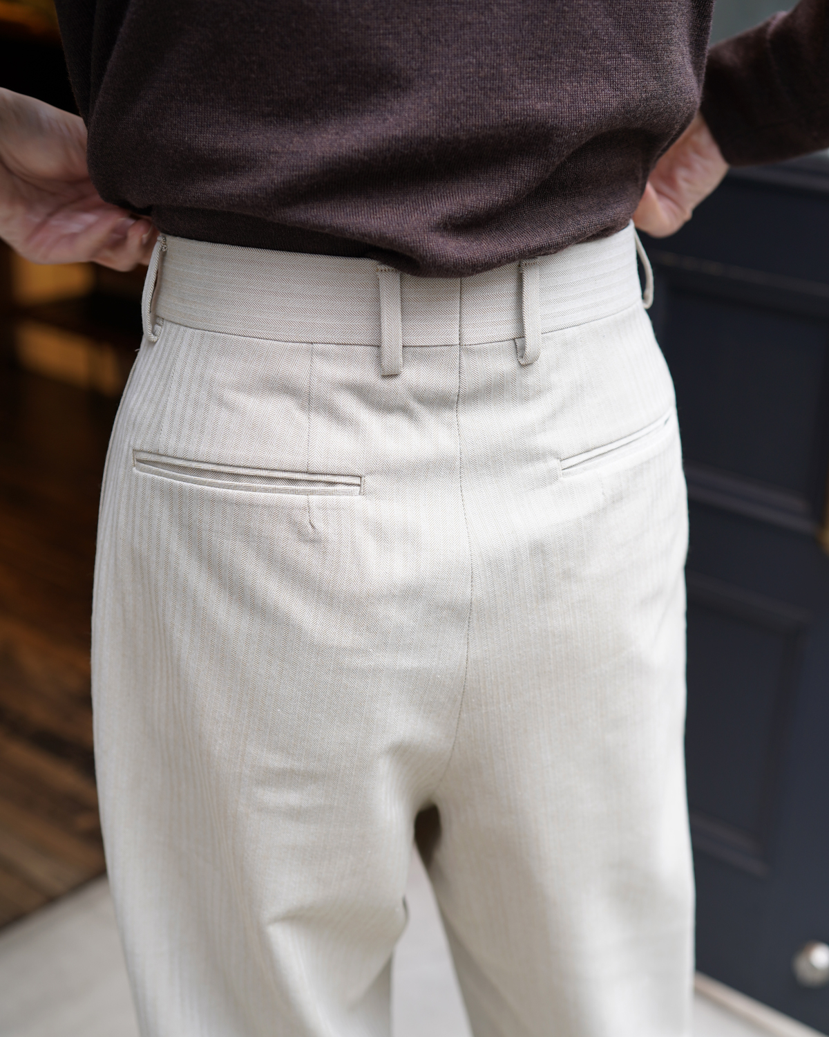 UNFINISHED WOOL HERRINGBONE｜WIDE - Ivory｜NEAT