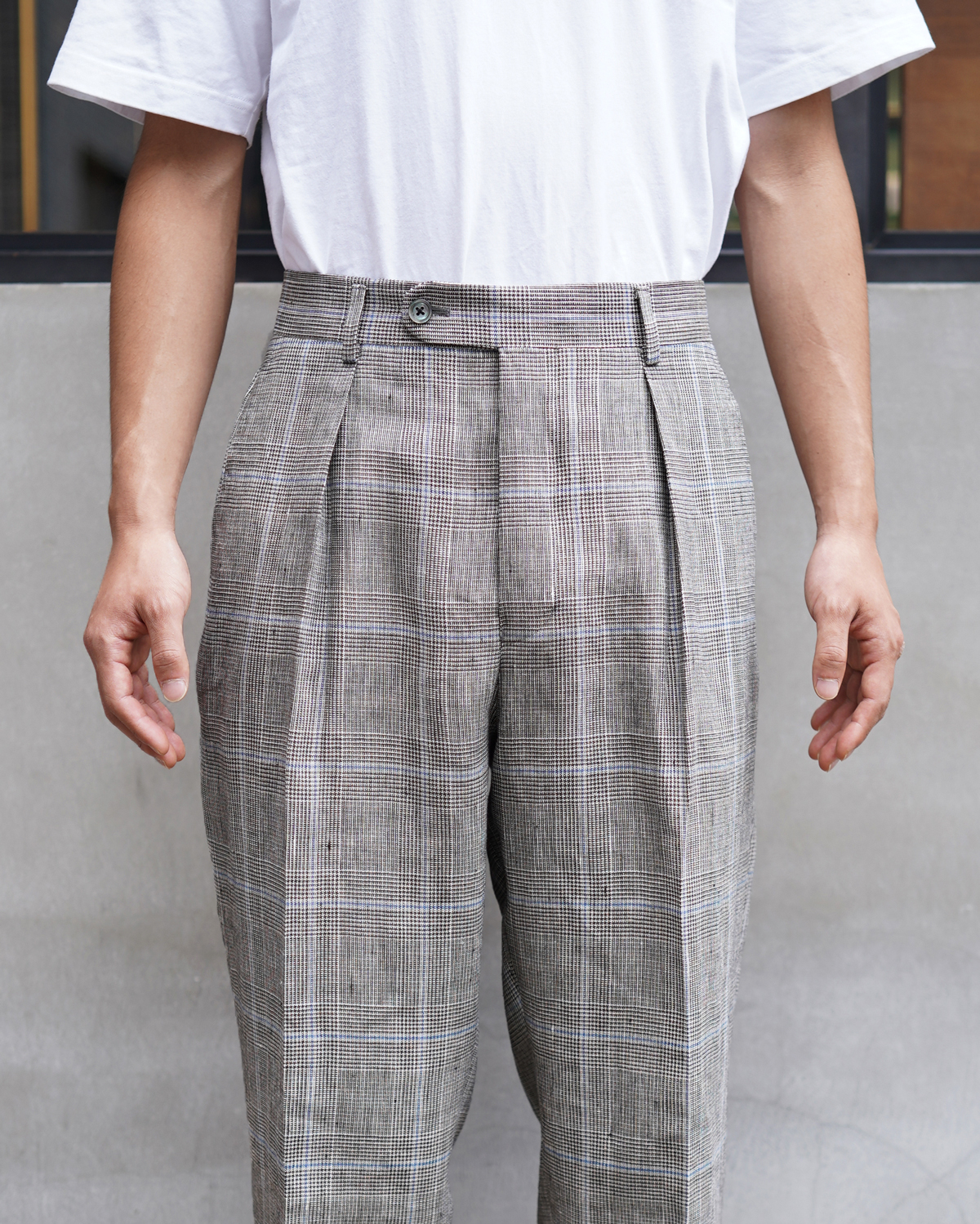 Lanificio Luigi Ricceri GLEN CHECK｜ONE TUCK - Gray｜NEAT