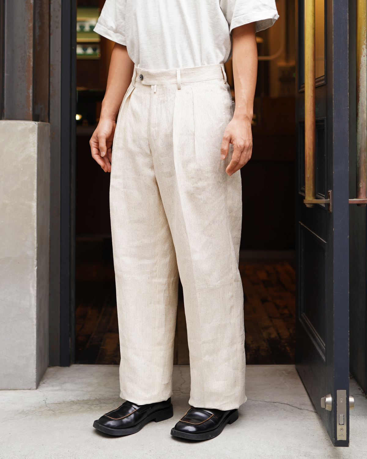 SICILIAN LINEN STRIPE｜WIDE TYPE Ⅰ - Beige｜NEAT