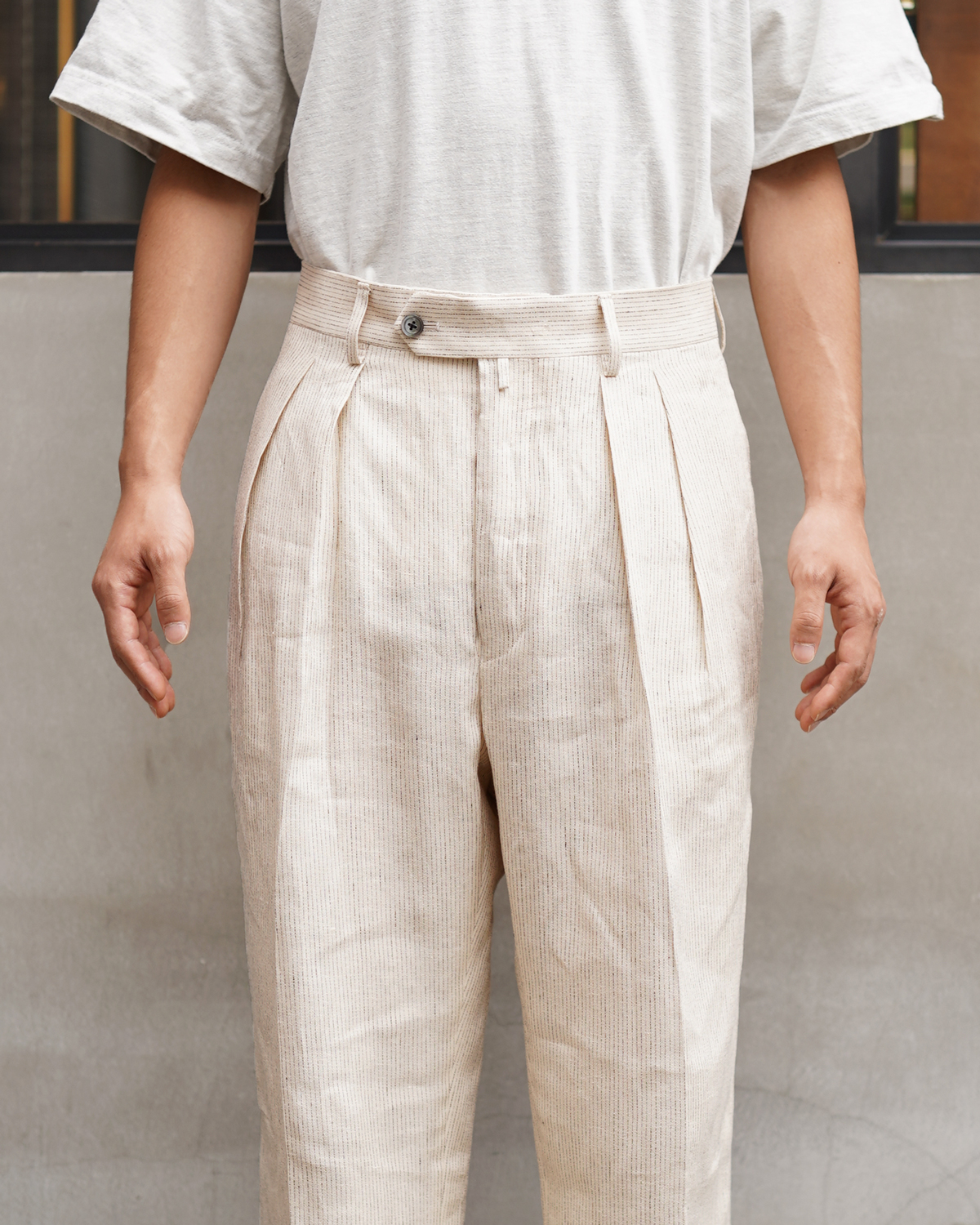 SICILIAN LINEN STRIPE｜WIDE TYPE Ⅰ - Beige｜NEAT