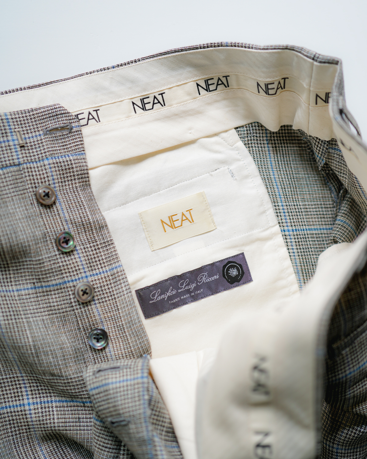Lanificio Luigi Ricceri GLEN CHECK｜ONE TUCK - Gray｜NEAT