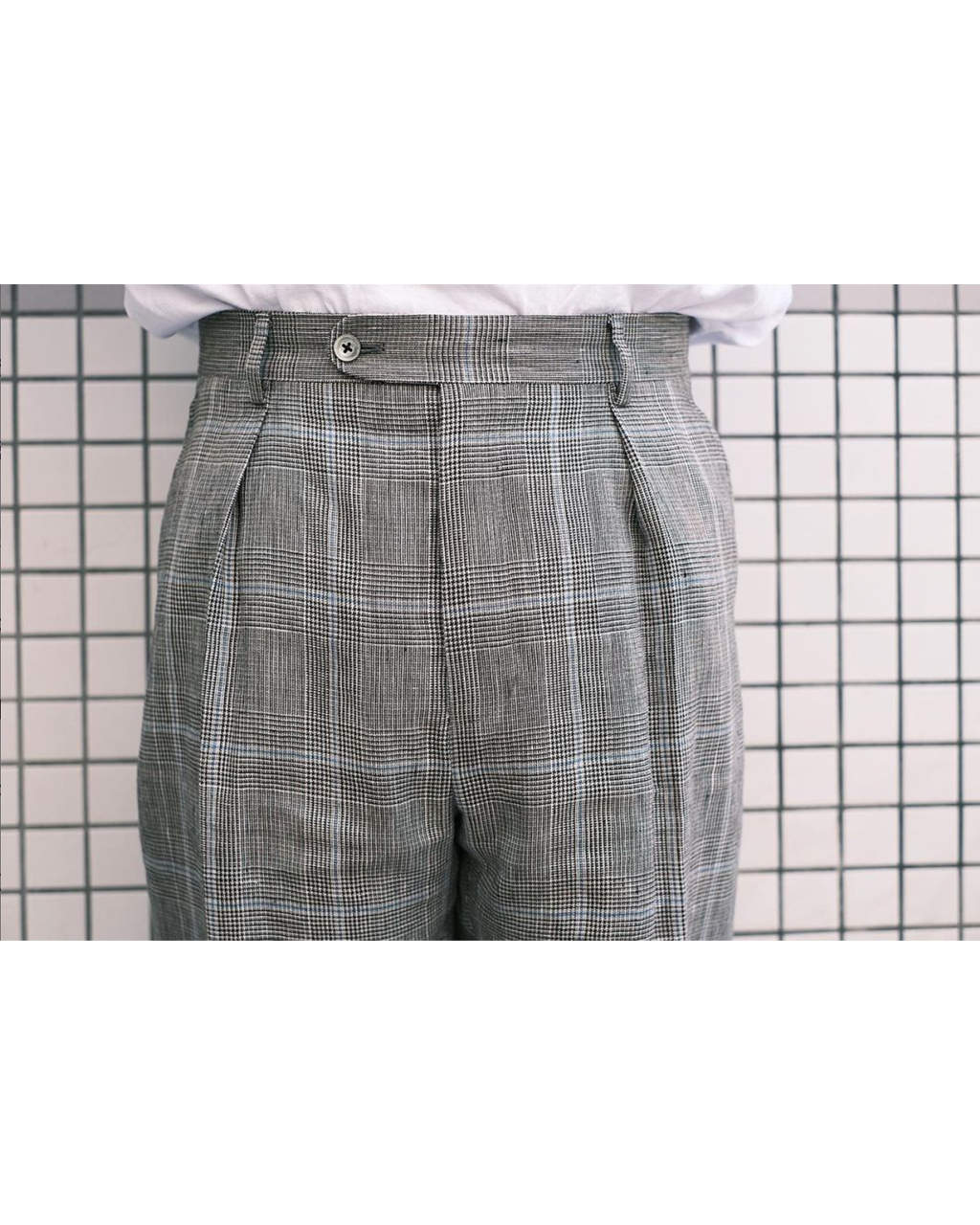 Lanificio Luigi Ricceri GLEN CHECK｜ONE TUCK - Gray｜NEAT