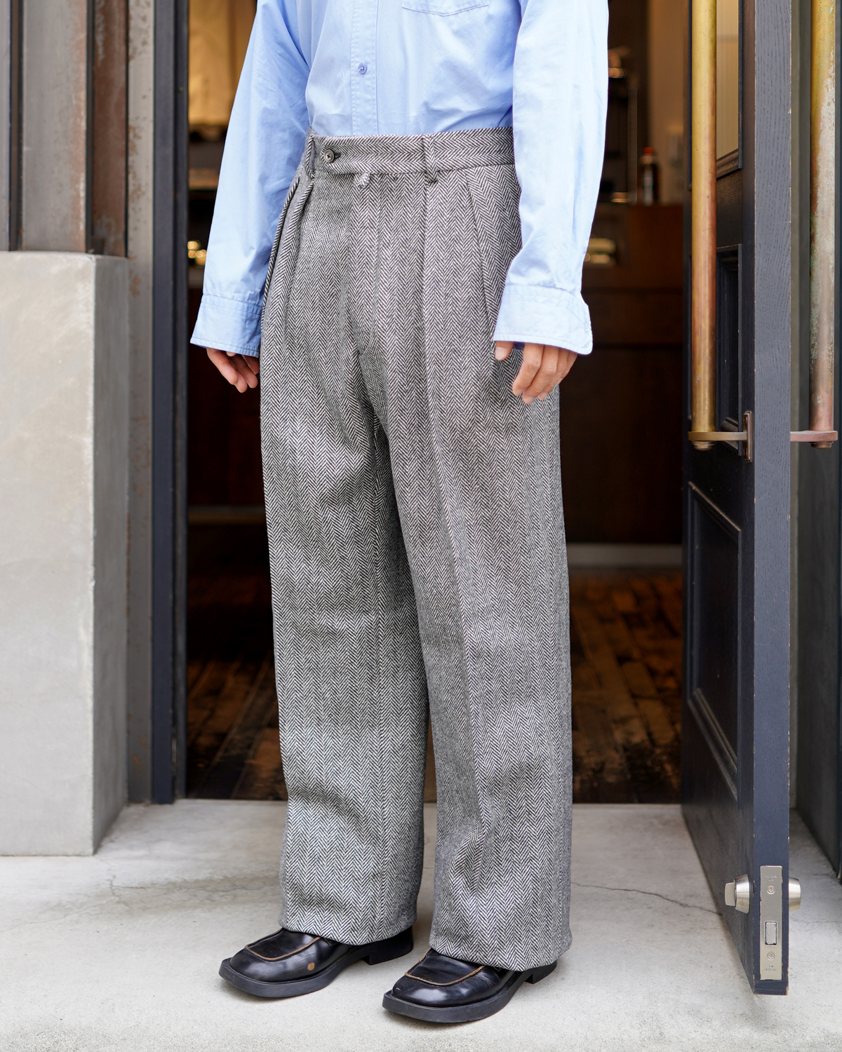 メーカー直売所 NEAT｜W/N FLANNEL Shop Inc.｜メガネ・サングラス｜Select  Black×White｜PRODUCT｜Continuer - Ⅰ TYPE HERRINGBONE｜WIDE パンツ