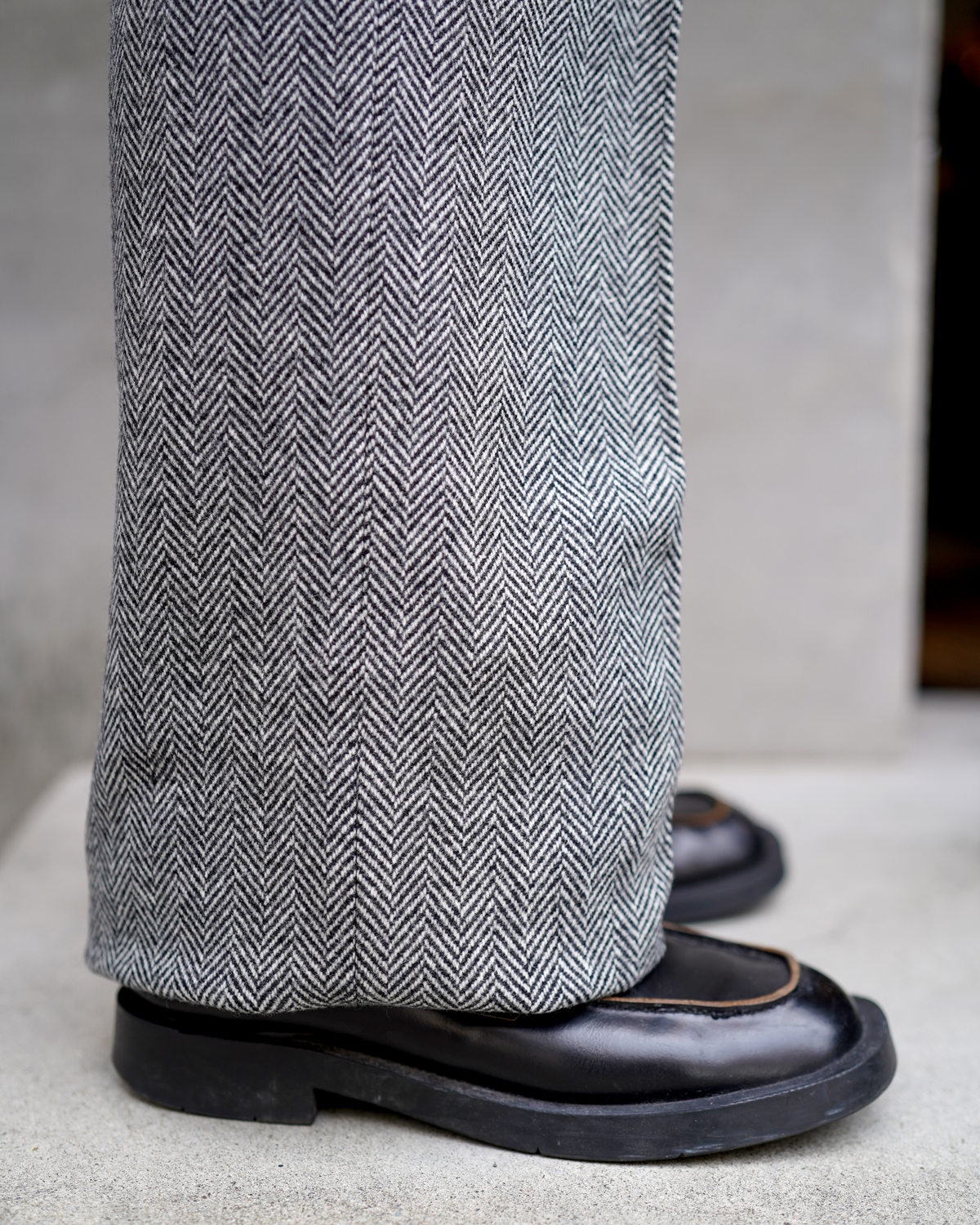 W/N FLANNEL HERRINGBONE｜WIDE TYPE Ⅰ - Black×White｜NEAT