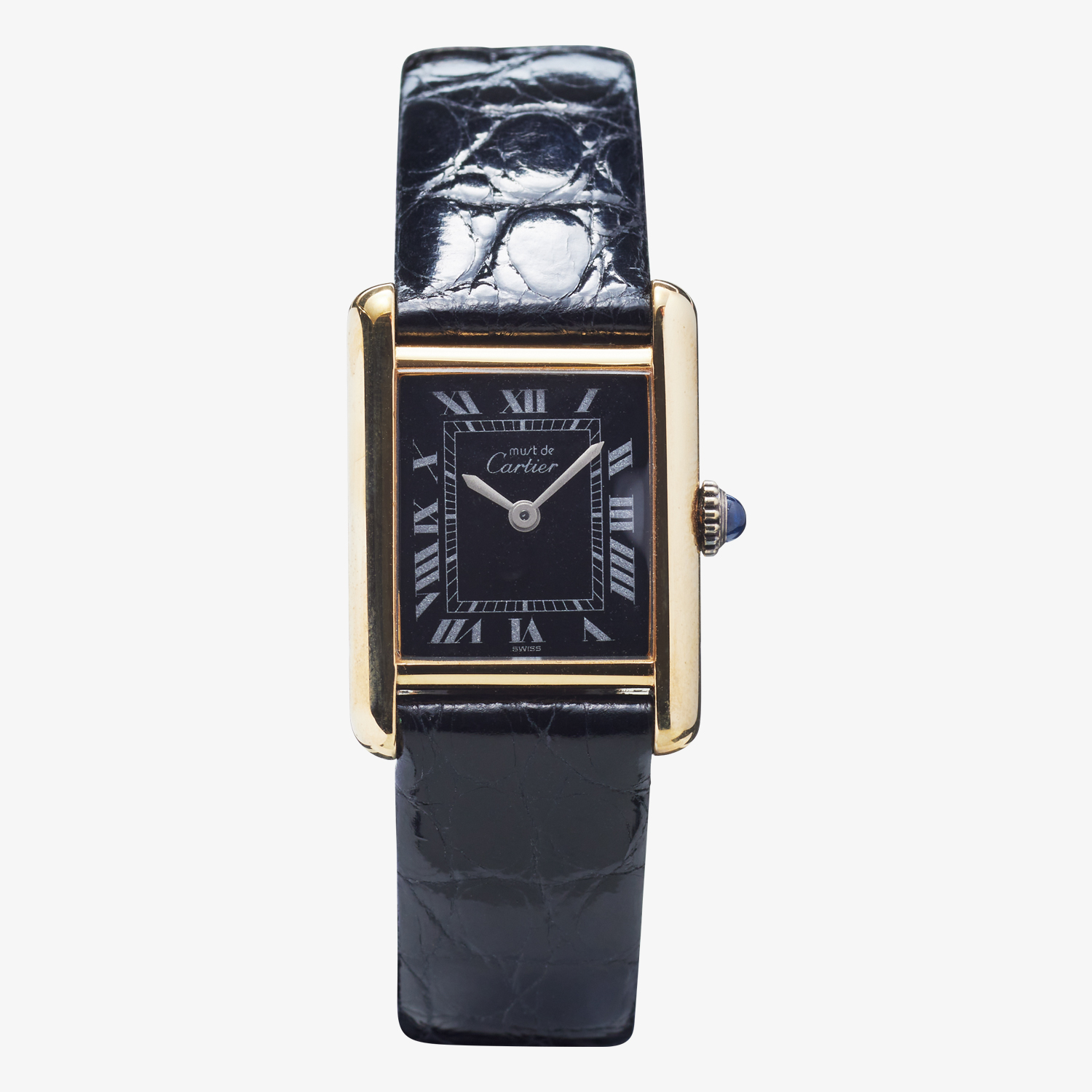 Cartier｜must de Cartier TANK SM｜Hand winding｜Black Roman Dial - 80's｜Cartier (Vintage Watch)