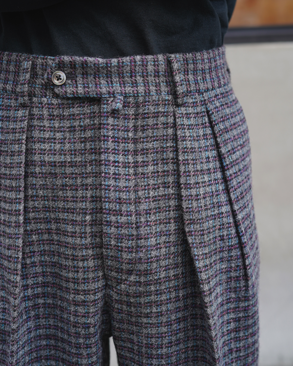 LOVAT TWEED Multi Check｜WIDE TYPE Ⅰ - Gray × Purple｜NEAT