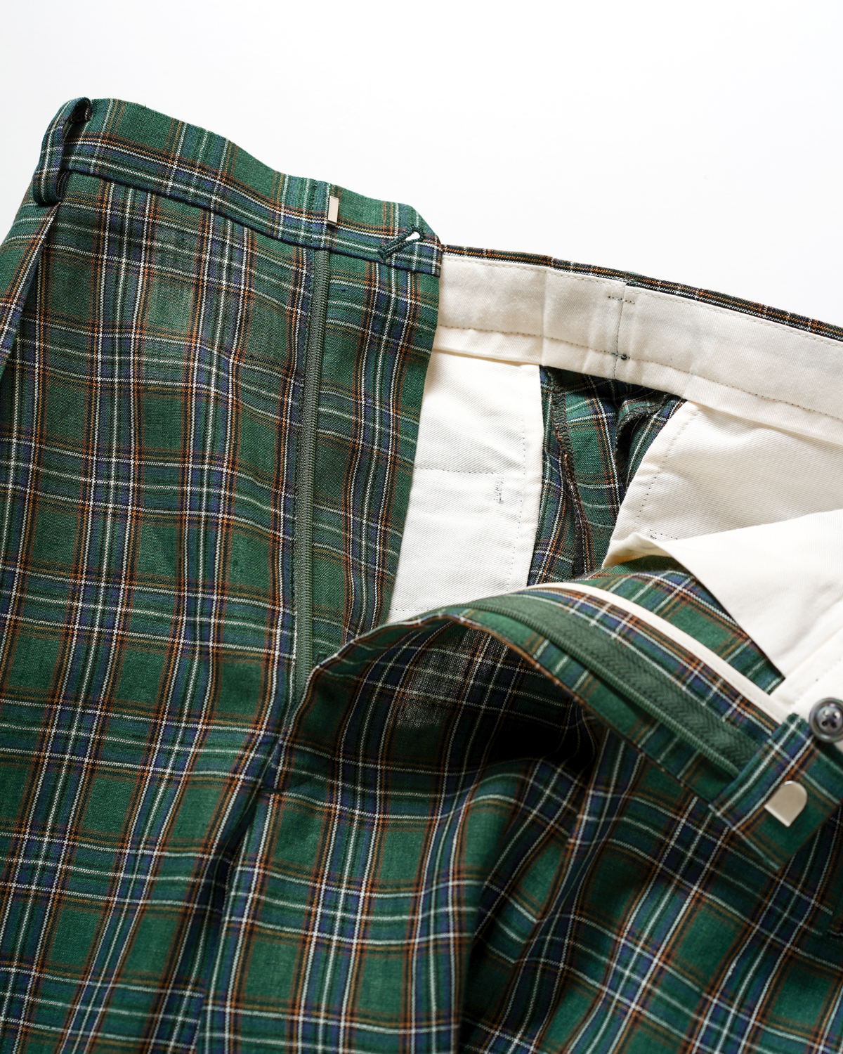 LINEN H CHECK｜SROUSERS - Green｜NEAT