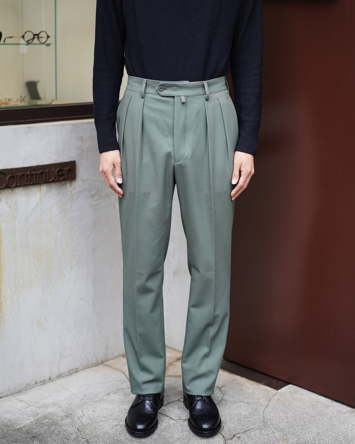 High Twisted Cotton Twill｜Slim Fit - Olive｜NEAT